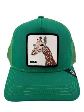 New Goorin Bros High Giraffe Green Embroidered Snap Back Baseball Trucker Hat